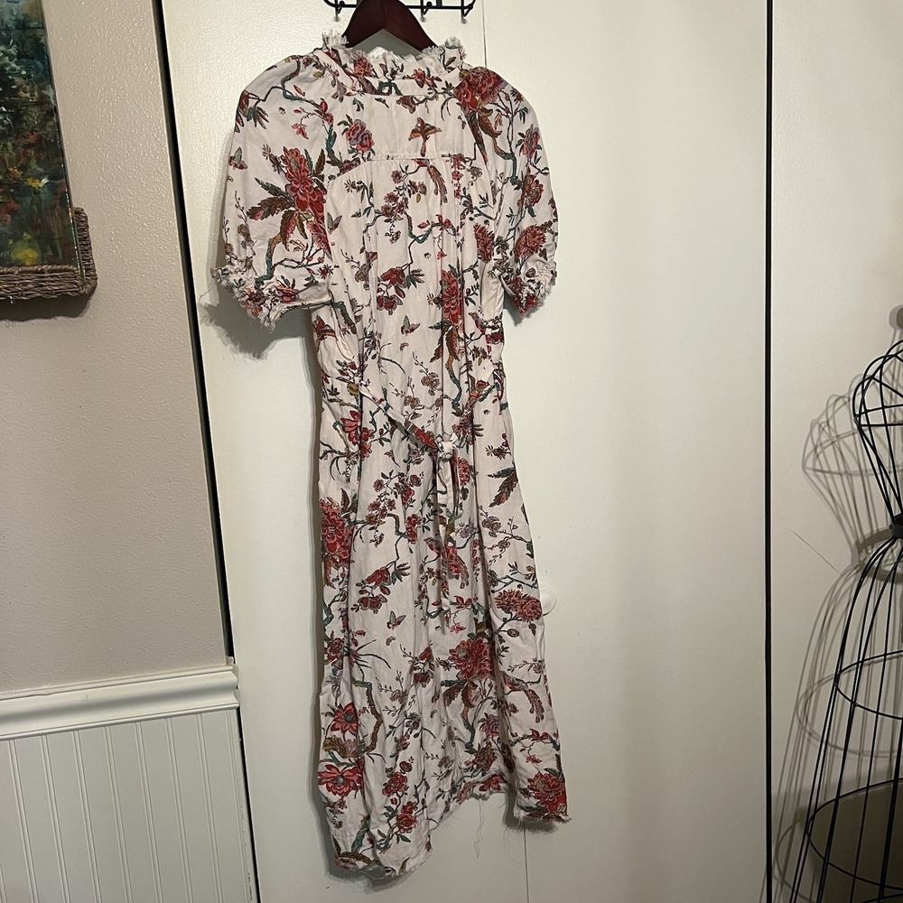 PILCRO Anthropologie Boho Floral Linen Blend Midi Dress Chic Cottagecore Size 12 - Picture 4 of 9